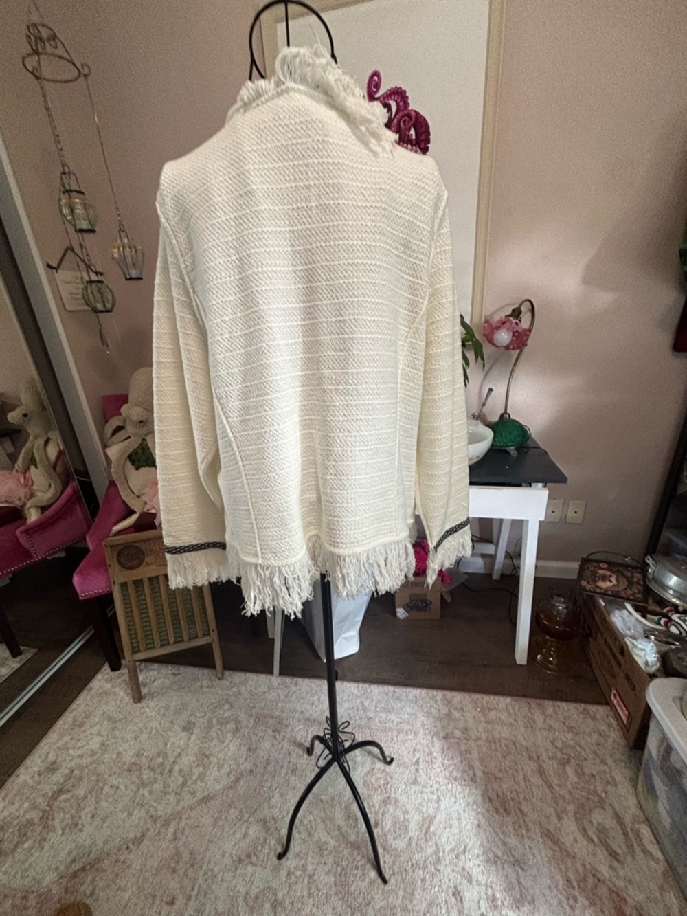 NIC+ZOE White Fringe Open-Front Cardigan Jacket/Blazer 1X - Picture 6 of 11